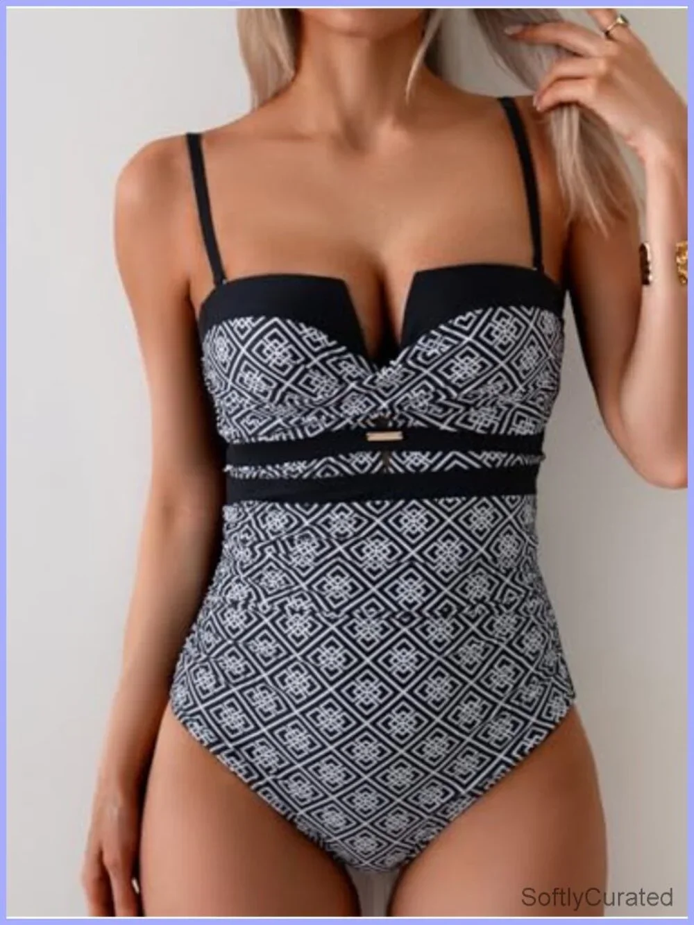 Tummy Control Push Up Wrap Front One Piece Swimsuit Bandeau Support Swimwear